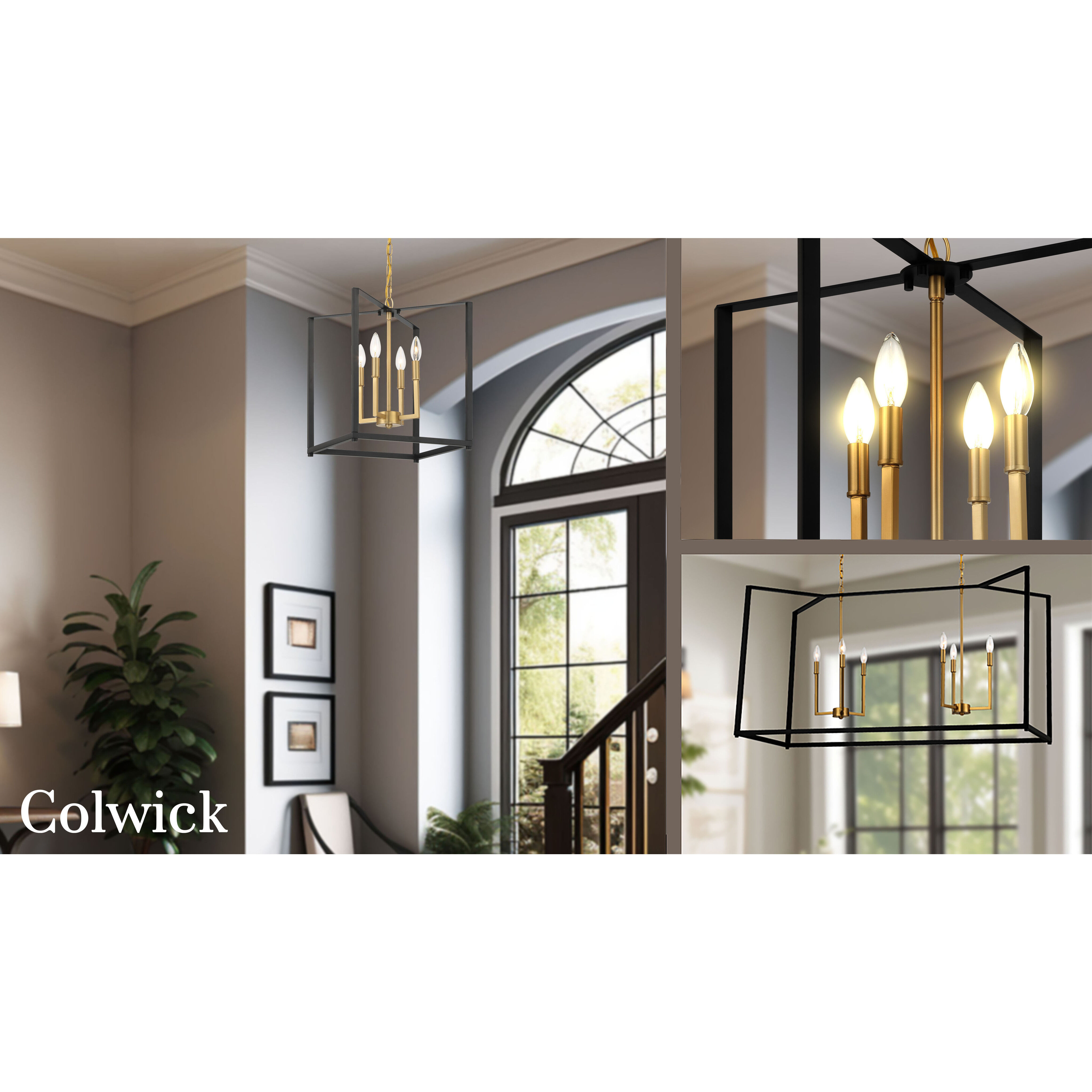 Colwick 4 Light 13.75 inch Matte Black and Signature Gold Pendant Ceiling Light